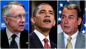 Barack Obama, Harry Reid, and John Boehner
